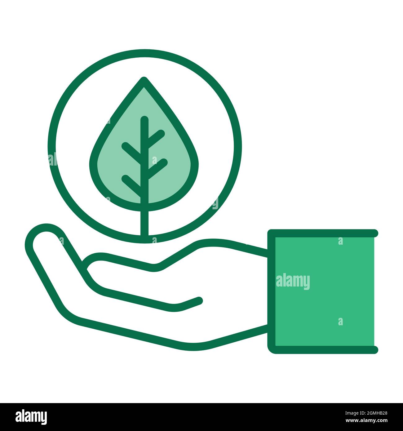 Hand holding plant color line icon. Environmental protection Stock ...