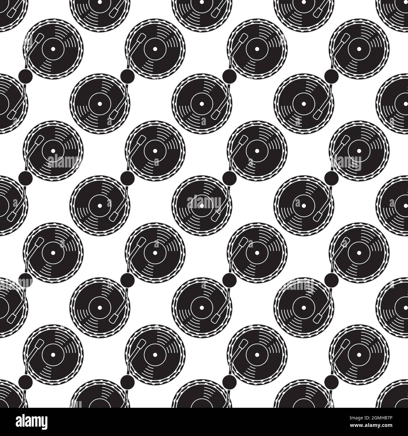 Vinyl disc player pattern seamless background texture repeat wallpaper geometric vector Stock Vector