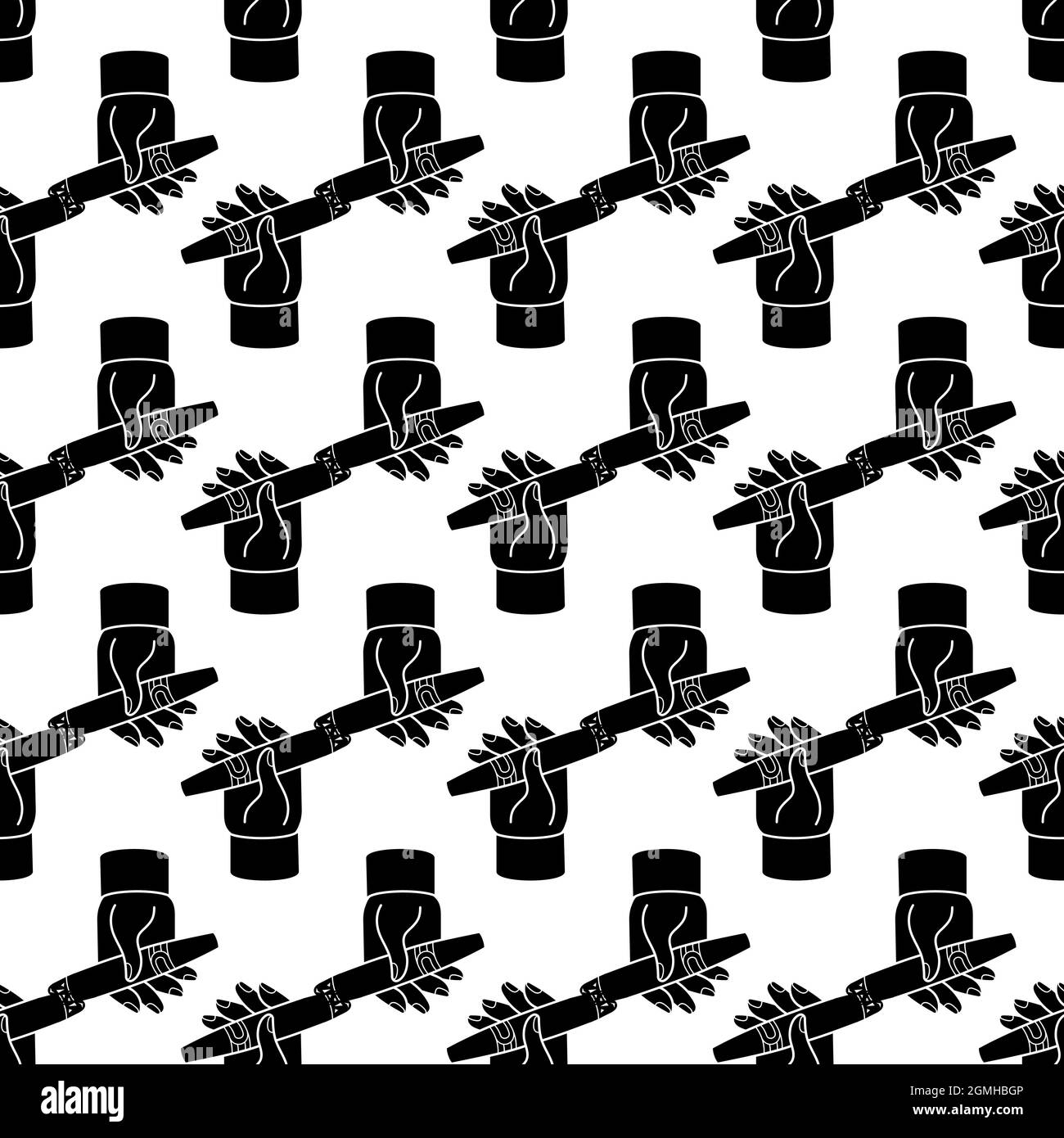 Cigar in hand pattern seamless background texture repeat wallpaper geometric vector Stock Vector