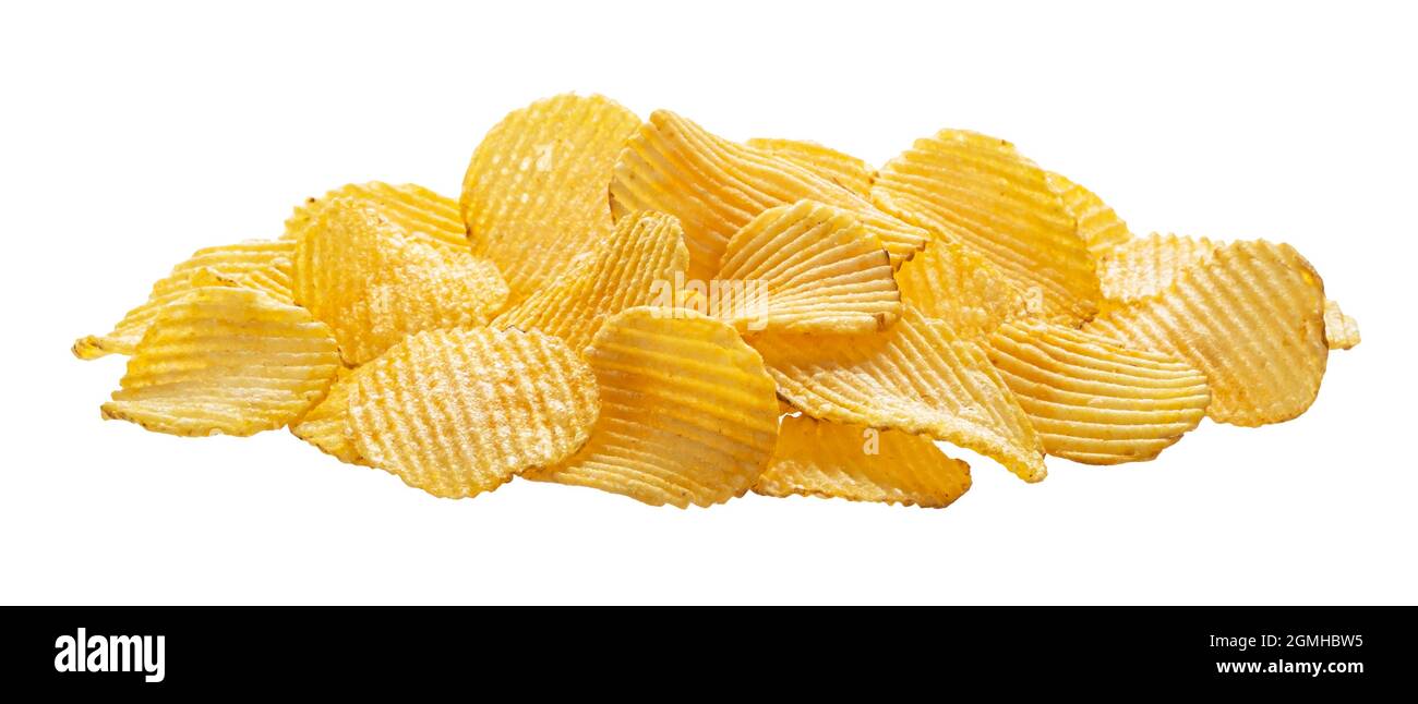 Chip Pot Ridg Ridged potato chips isolated on white background Stock Photo - Alamy