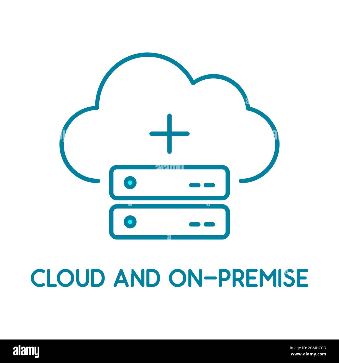 Cloud and onpremise service line icon. Local network and cloud based