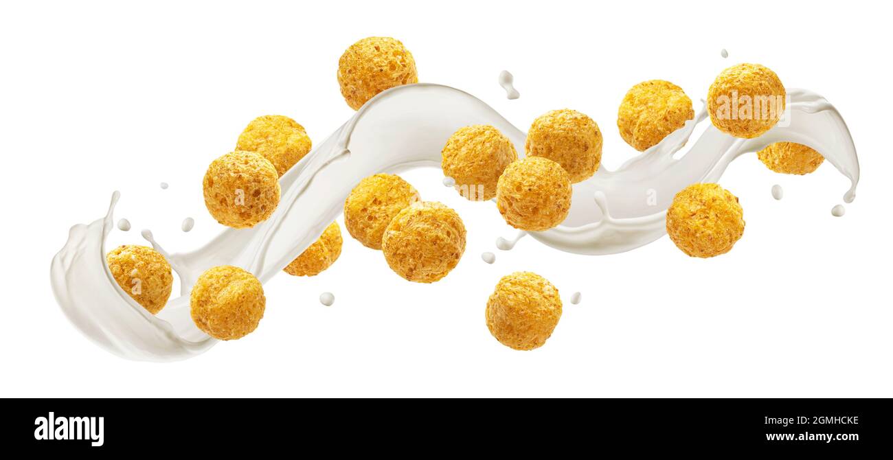 Falling corn balls isolated on white background Stock Photo