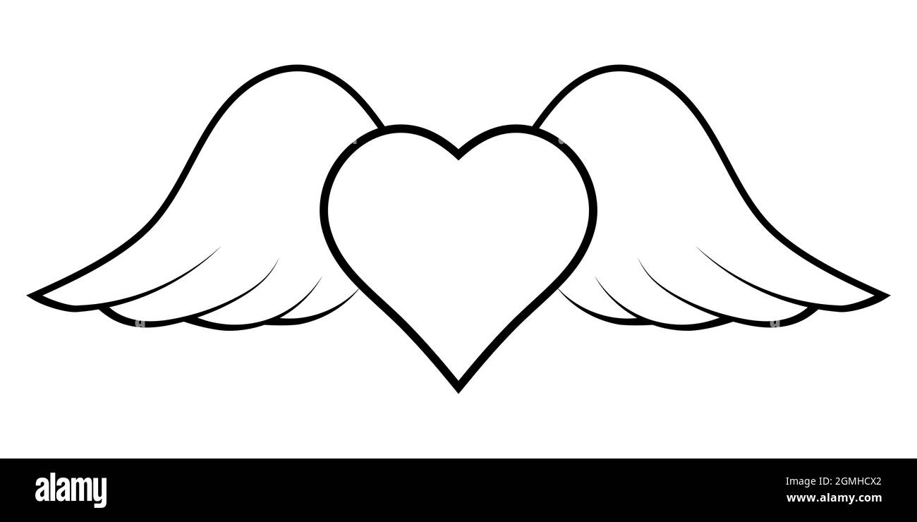 Flying heart with wings, a symbol of cupid bringing love Stock Vector