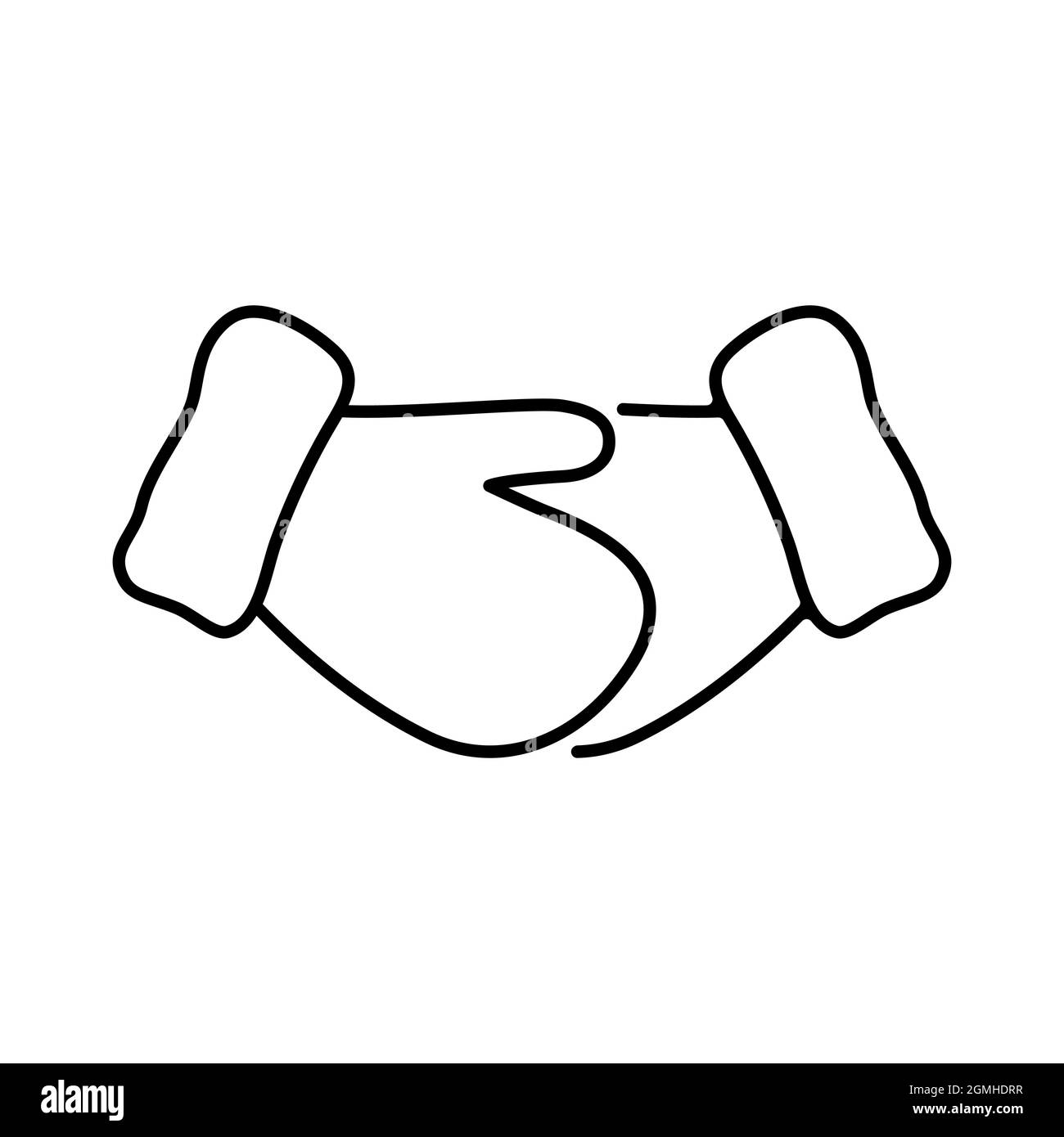 Mitten icon. Handshake with gloves. Mittens icons in flat linear design ...