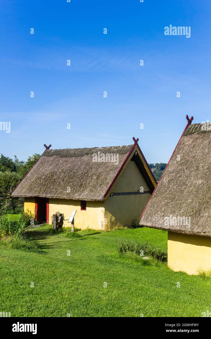 Little house in the recontructed Viking village of Fyrkat near Hobro, Denmark Stock Photo
