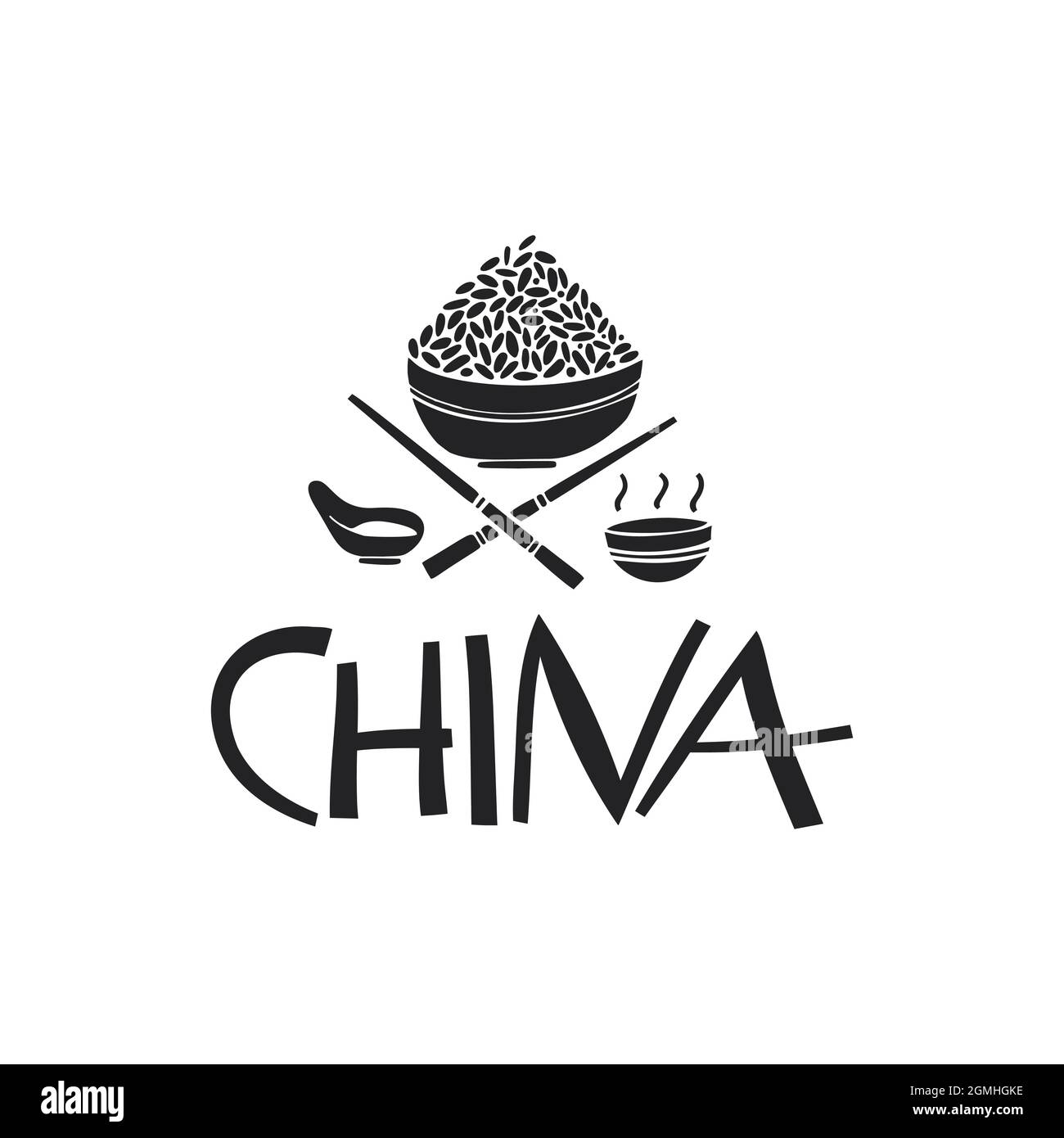 Vector hand drawn landmarl logo of China. Travel picogram. Geography