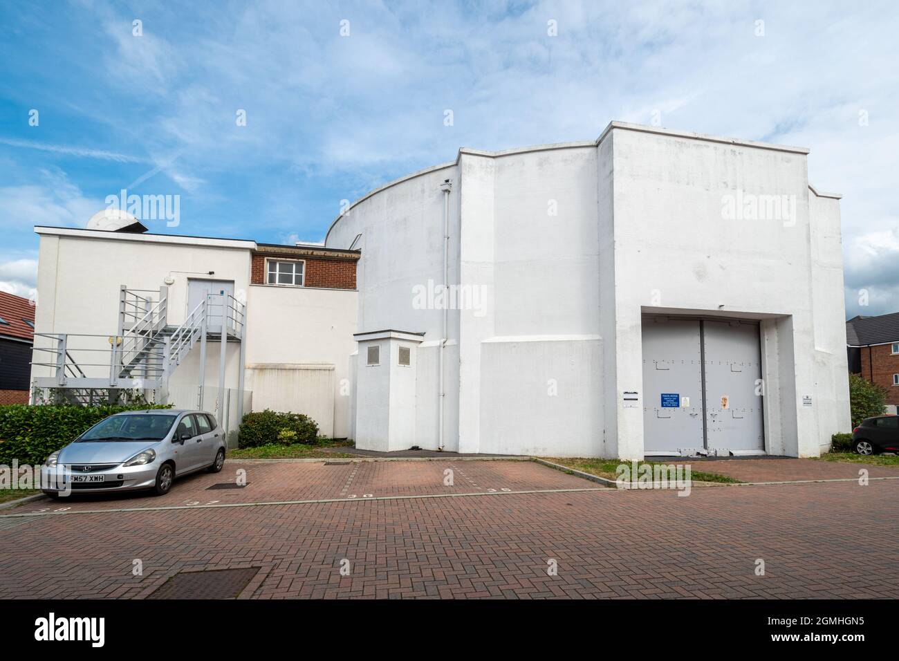 The Farnborough Centrifuge building, a man-carrying centrifuge used for research and training by the RAF Institute of Aviation Medicine, Hampshire, UK Stock Photo