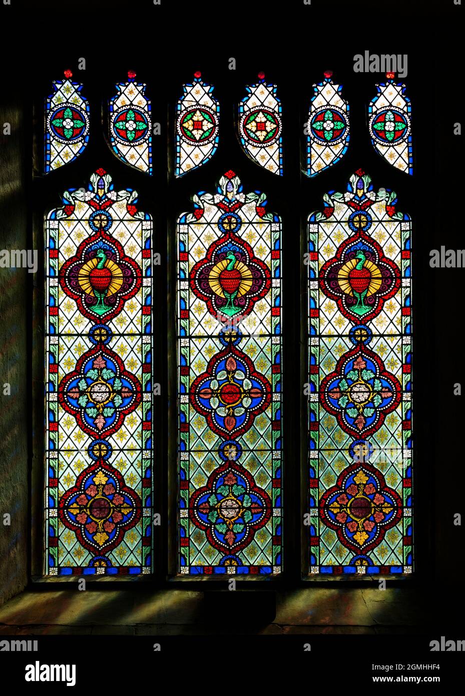 Stained Glass window, St Peter's Church, Dunton, Norfolk Stock Photo