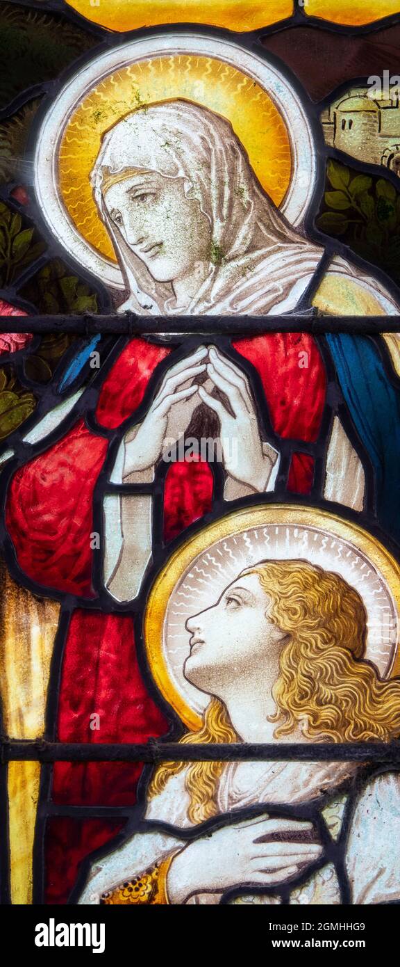 Stained Glass window,  St Peter's Church, Dunton, Norfolk Stock Photo