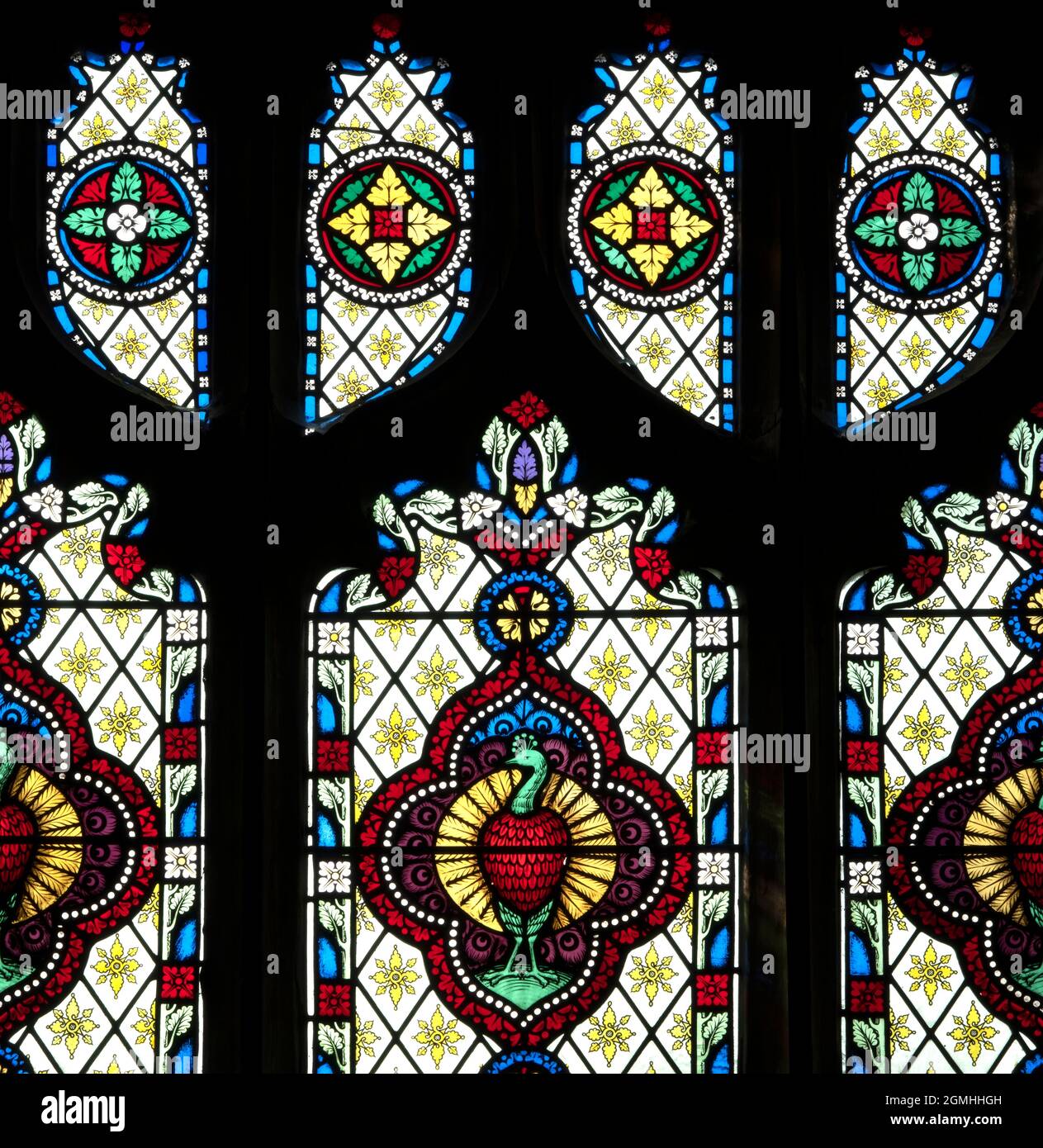 Stained Glass window, St Peter's Church, Dunton, Norfolk Stock Photo 