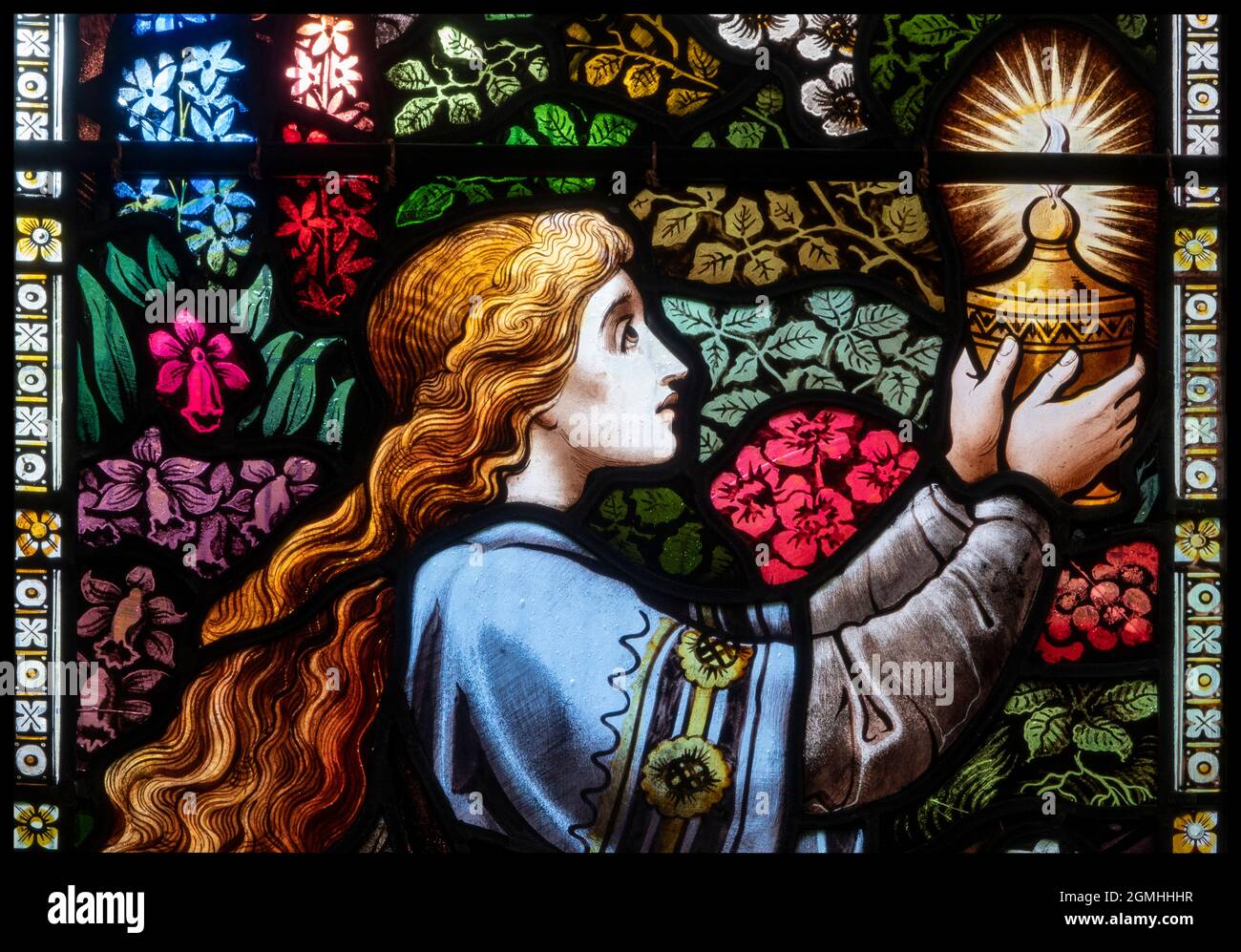 Stained Glass window,  St Peter's Church, Dunton, Norfolk Stock Photo