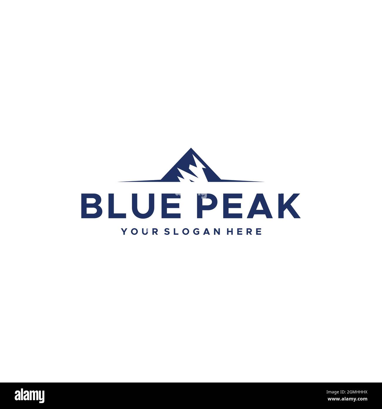 minimalist BLUE PEAK mountains ice Logo design Stock Vector