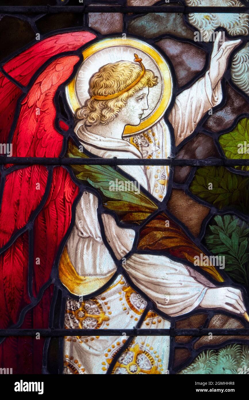 Stained Glass window,  St Peter's Church, Dunton, Norfolk Stock Photo