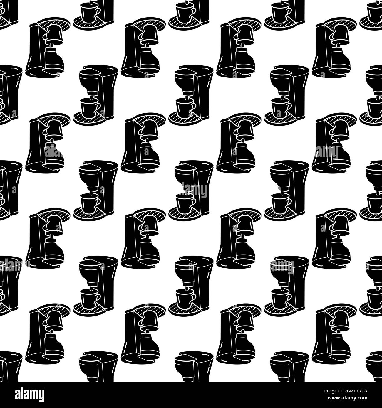 Home coffee maker pattern seamless background texture repeat wallpaper geometric vector Stock Vector