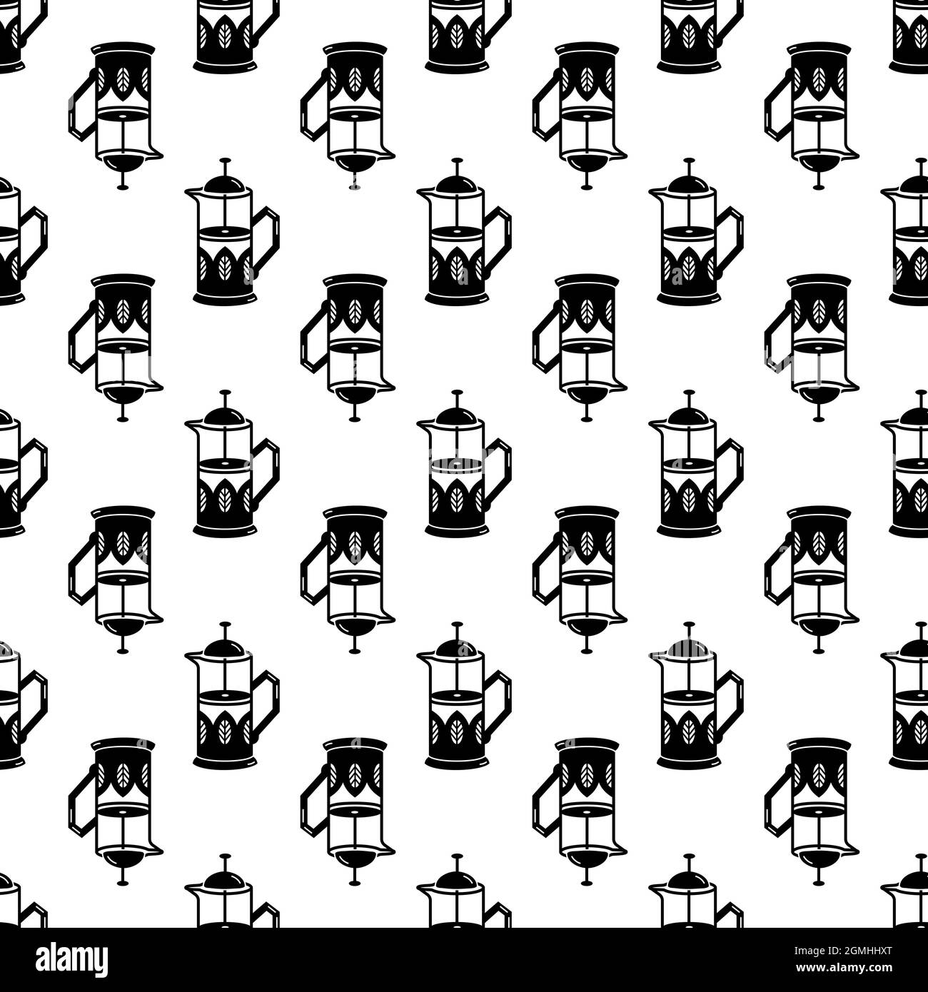 Tea vacuum pot pattern seamless background texture repeat wallpaper geometric vector Stock Vector