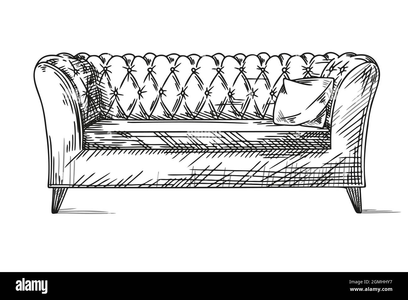 Sketch sofa isolated on white background. Vector illustration Stock