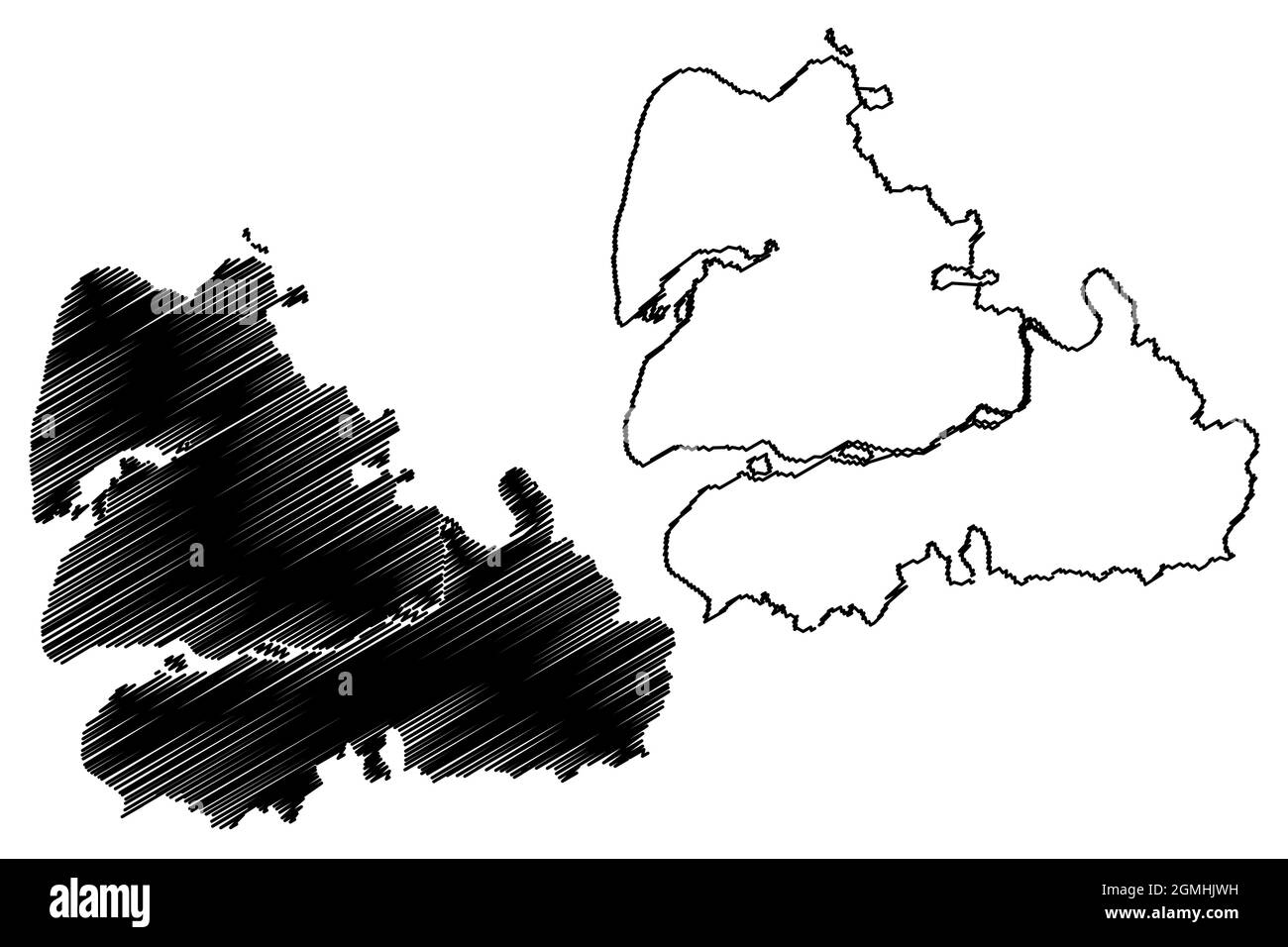 Bharuch district (Gujarat State, Republic of India) map vector