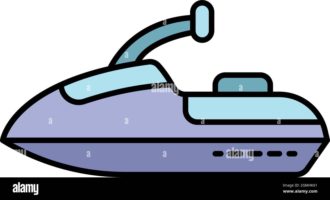 Jet ski icon. Outline jet ski vector icon color flat isolated Stock