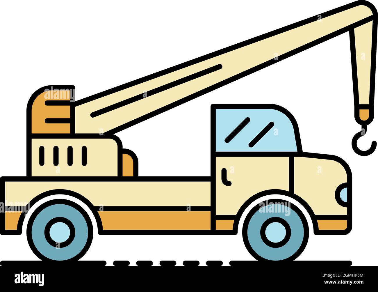 Truck crane icon. Outline truck crane vector icon color flat isolated ...