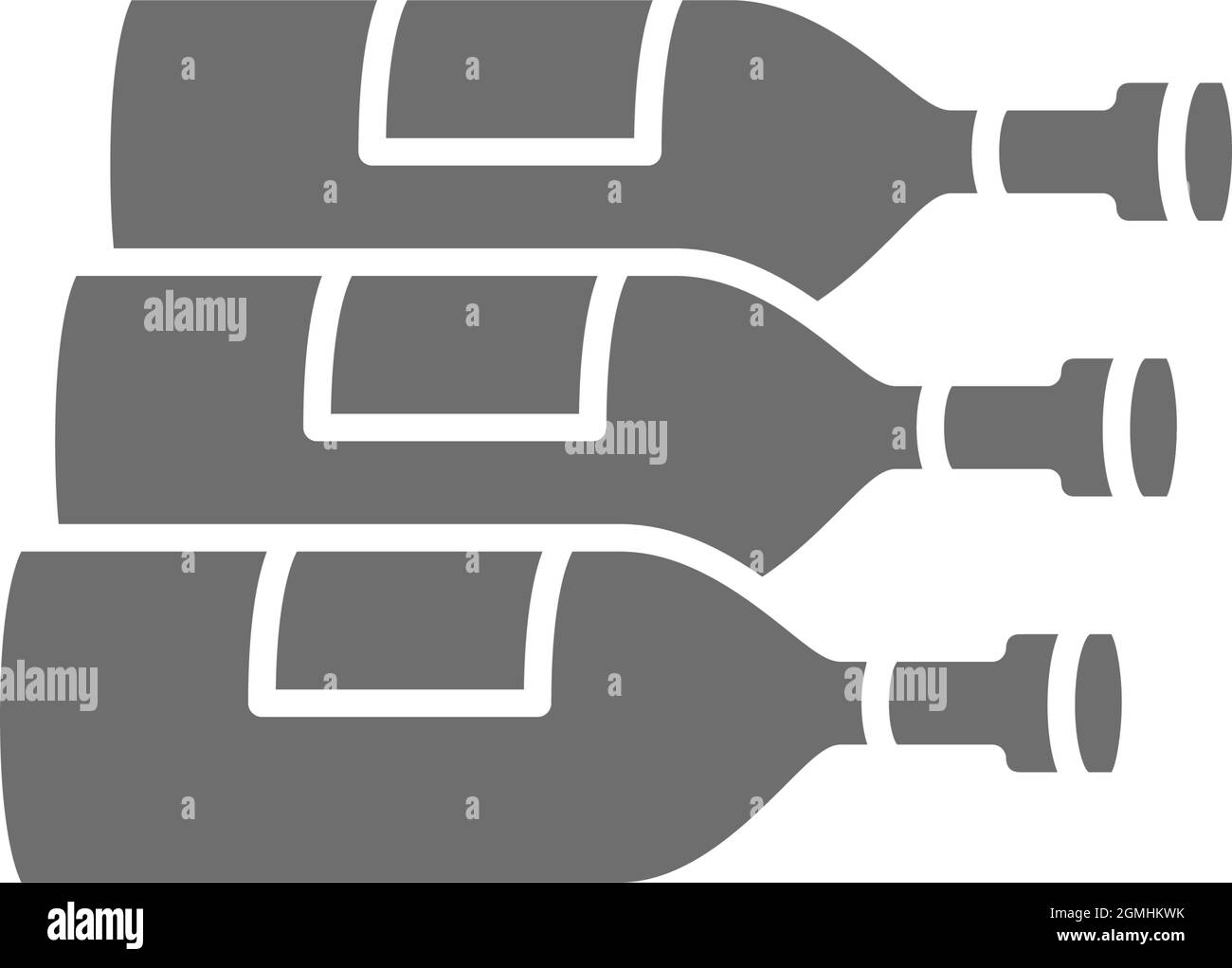Bottles, wine, alcohol grey icon. Isolated on white background Stock Vector