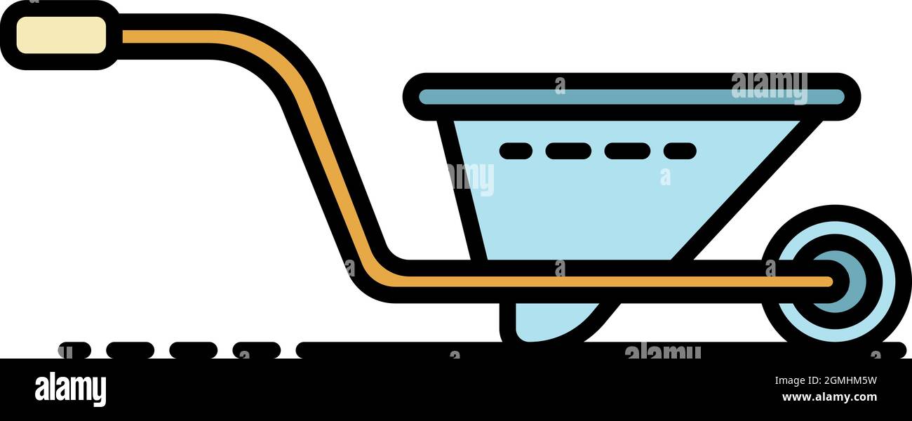 Wheelbarrow icon. Outline wheelbarrow vector icon color flat isolated ...