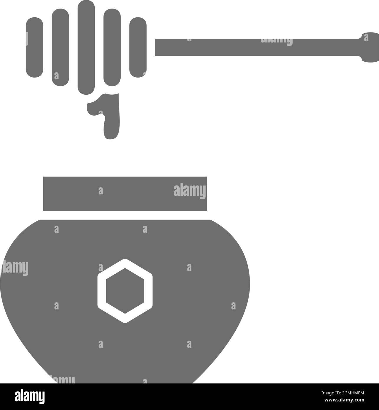 Honey dipper with pot grey icon. Isolated on white background Stock Vector