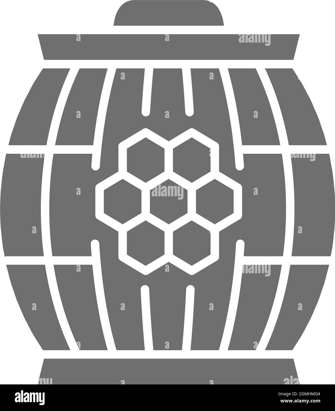 Wooden barrel with honey grey icon. Isolated on white background Stock Vector