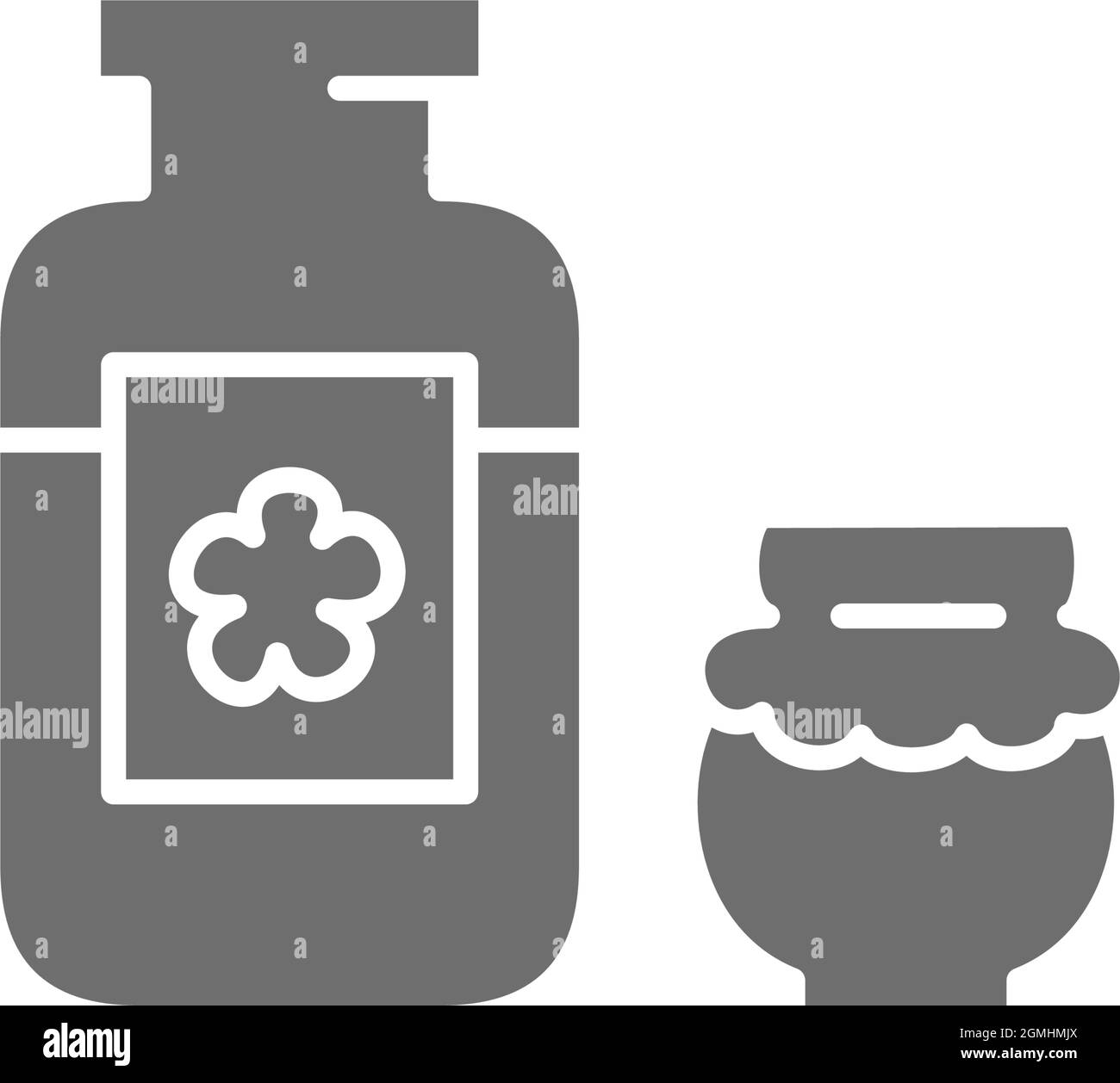Jar of flower honey, pot grey icon. Stock Vector