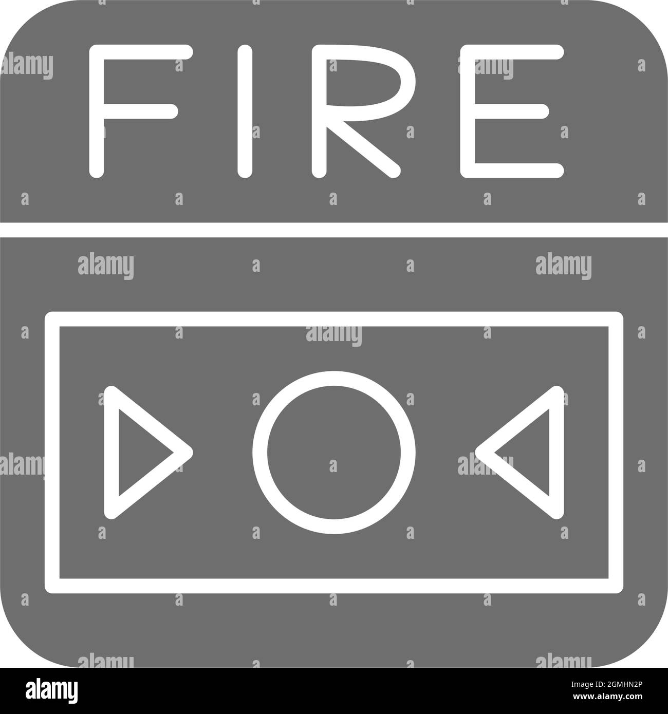 Fire alarm system, button grey icon. Isolated on white background Stock Vector