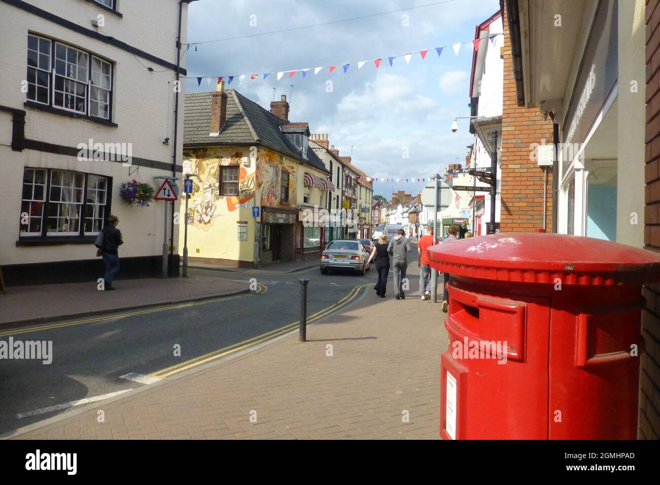 Red Post box Ross on Wye Gloucestershire UK main street old style type