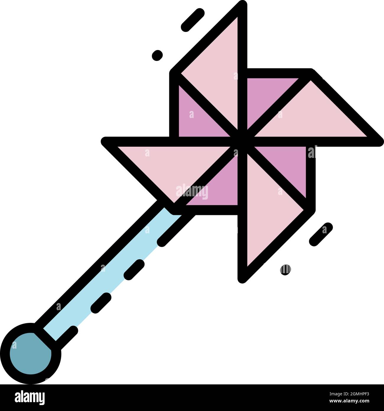 Hand mill toy icon. Outline hand mill toy vector icon color flat ...