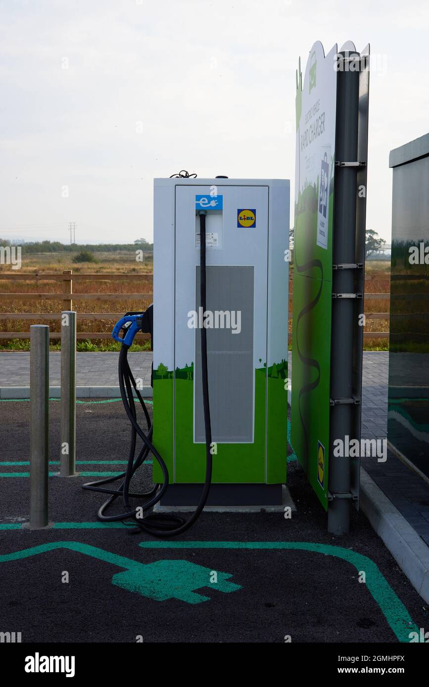 Electric charging station provided by Lidl UK Stock Photo Alamy