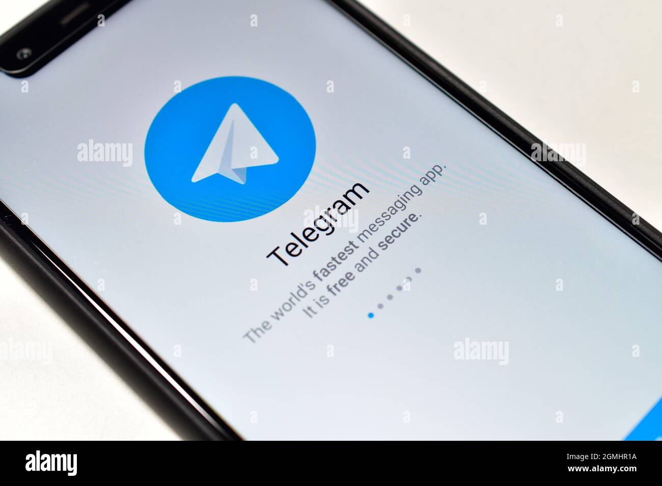 New Delhi, India, 16 January 2020:- Telegram Application on Smartphone, online Messaging app Stock Photo