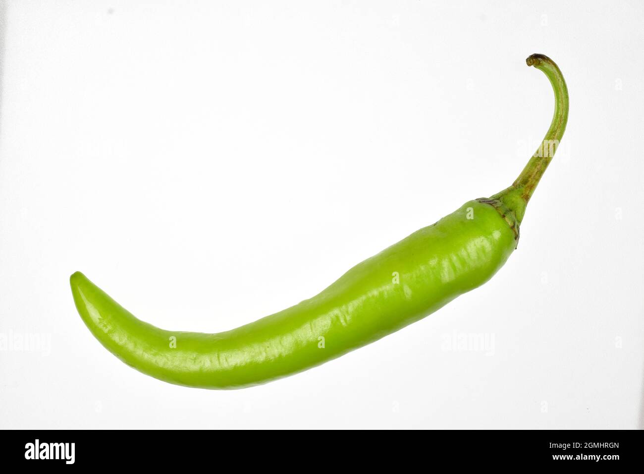 Top view of green chilly isolated on white background with clipping path Stock Photo