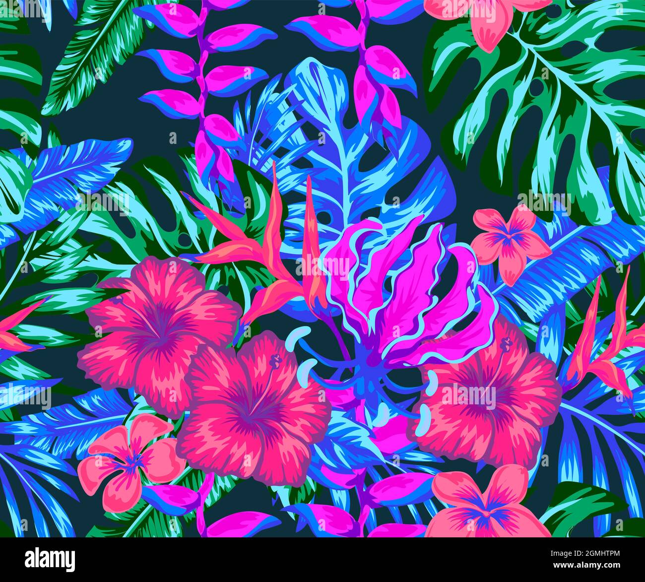 neon tropics Wallpaper nature tropical punk. Seamless vector pattern