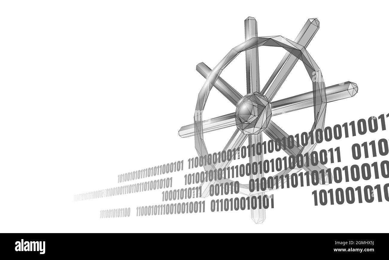 Wheel helm computer developer app concept. Business digital open source ...