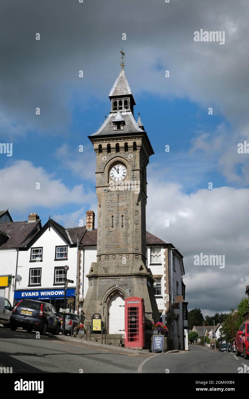 The Victorian clock tower, High Street, in the centre of Knighton