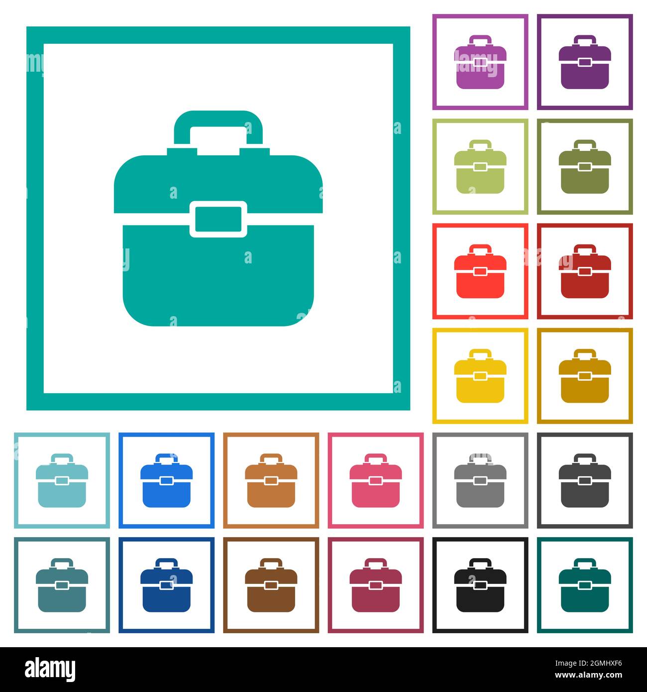 Toolbox flat color icons with quadrant frames on white background Stock ...