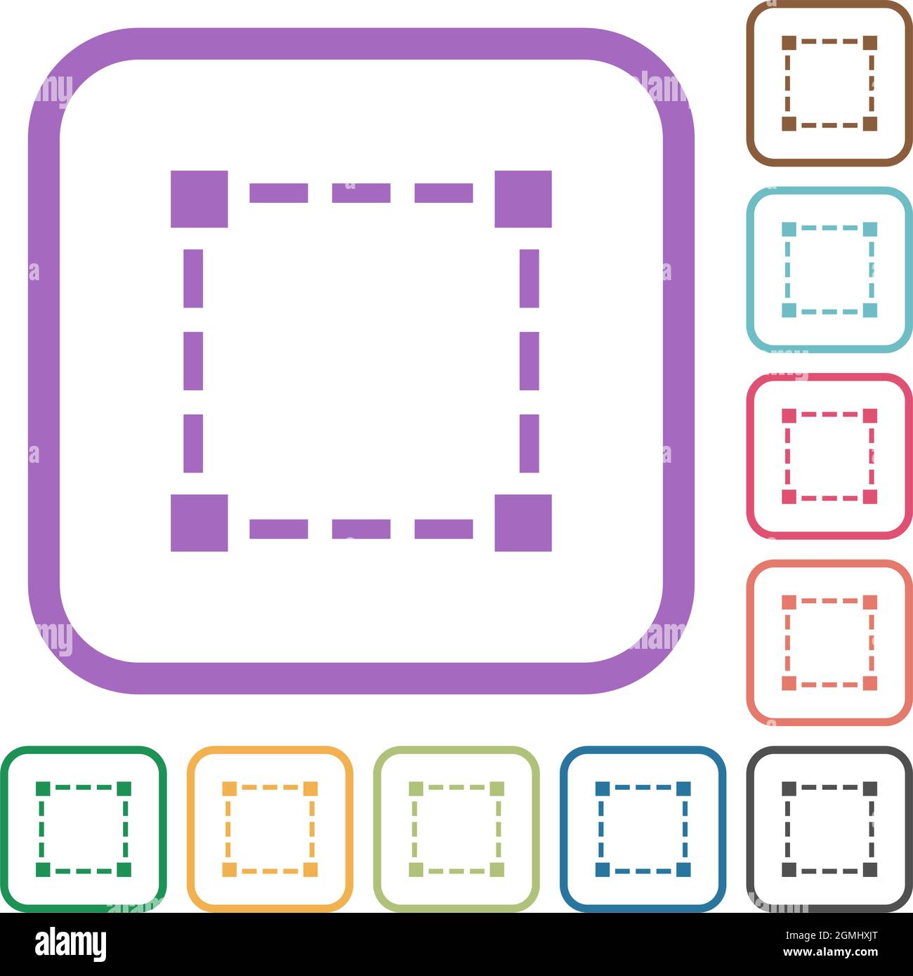 Selection tool solid simple icons in color rounded square frames on ...