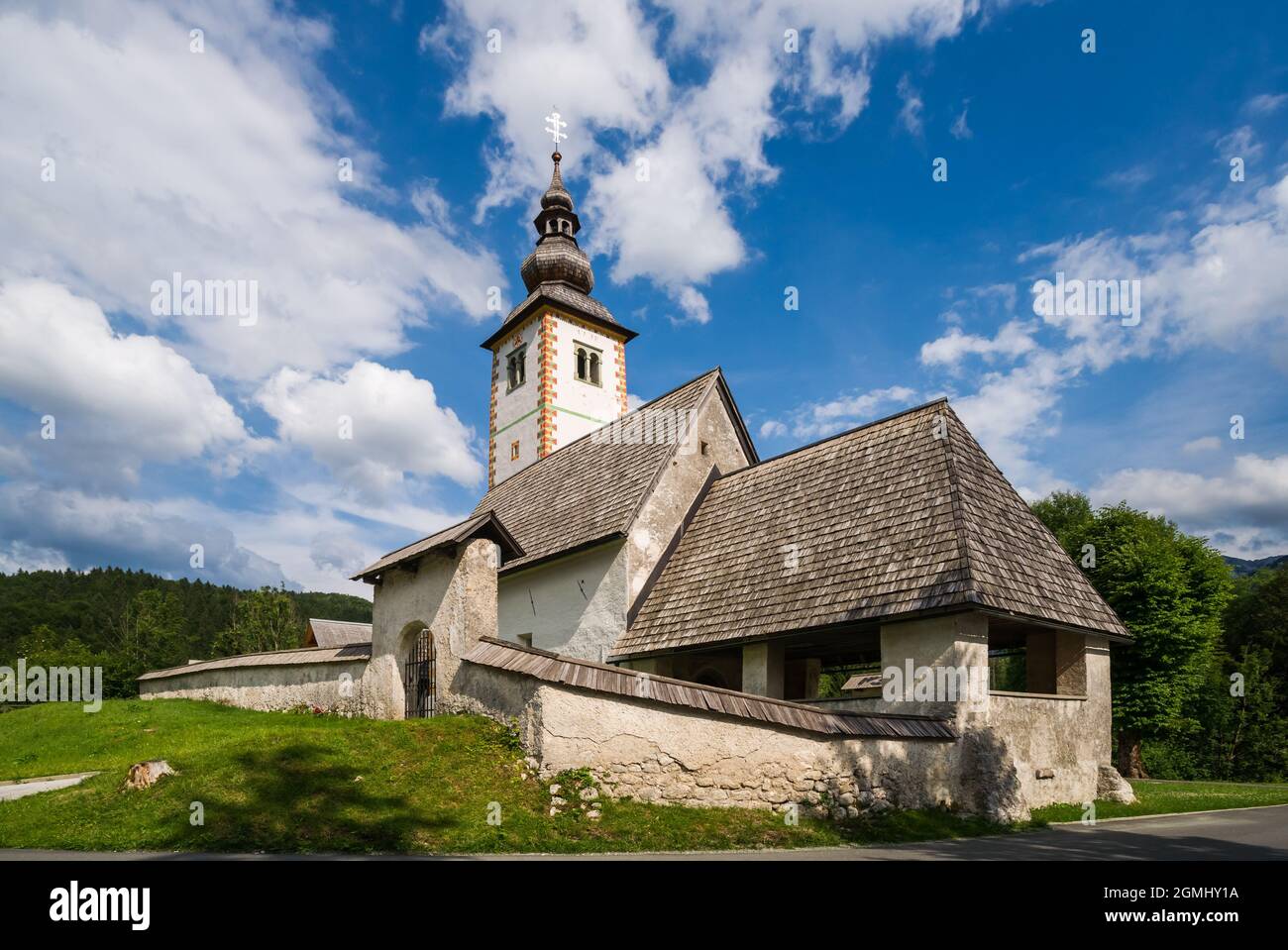Saint John the Baptist Church in Ribcev Laz in the Julian Alps/Slovenia ...