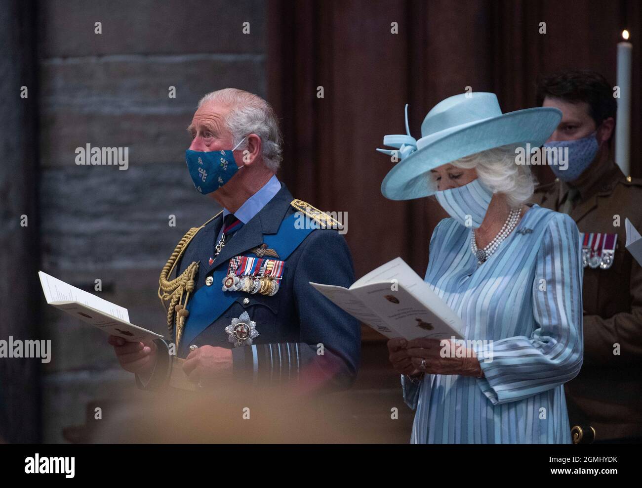 The Prince of Wales and the Duchess of Cornwall, attending a service of  Thanksgiving and Rededication to commemorate the 81st Anniversary of the  Battle of Britain at Westminster Abbey, London. Picture date: