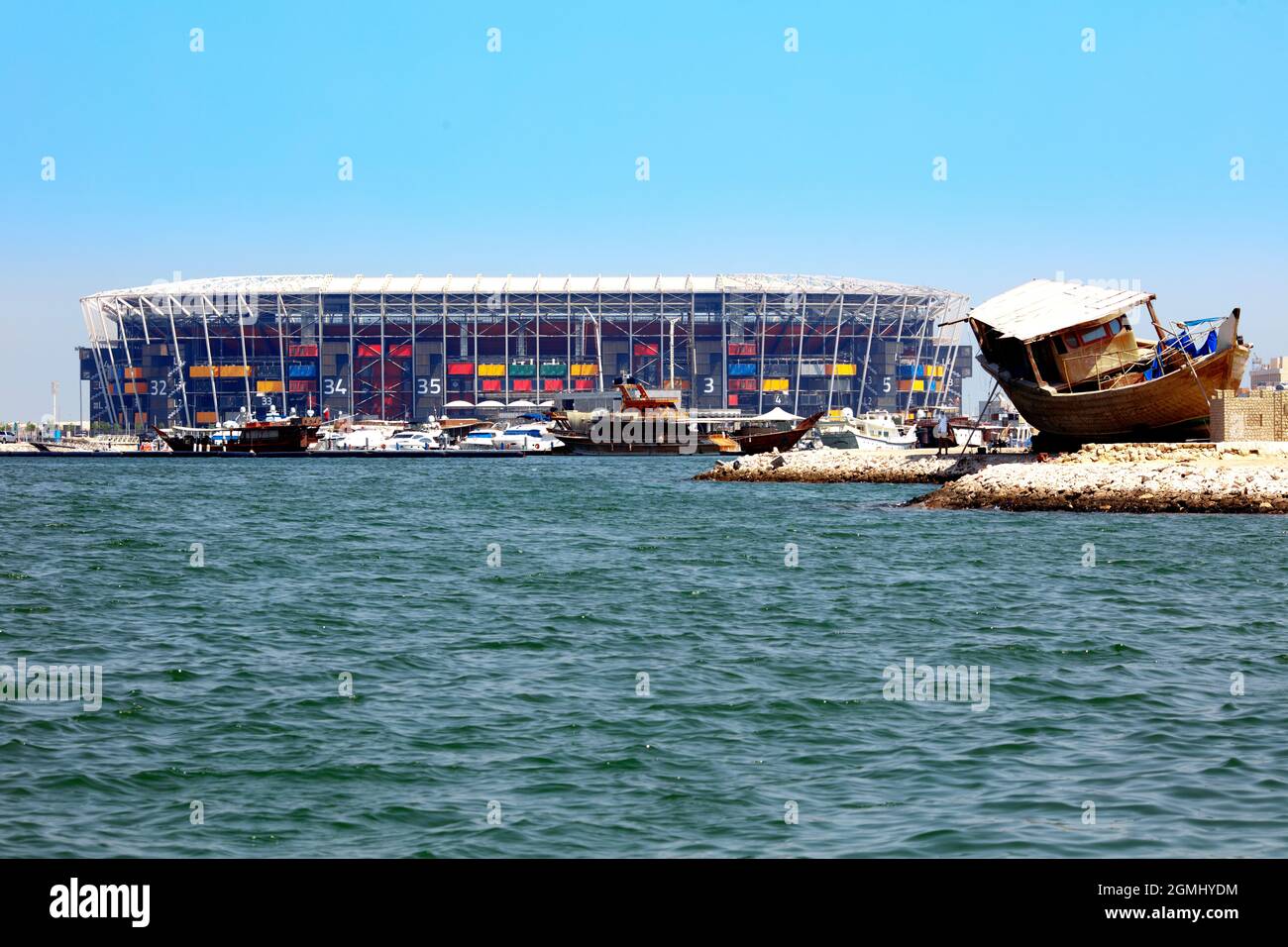 Stadium 974, previously known as Ras Abu Aboud Stadium, is football stadium which is built in Doha, Qatar for the 2022 FIFA World Cup. Stock Photo