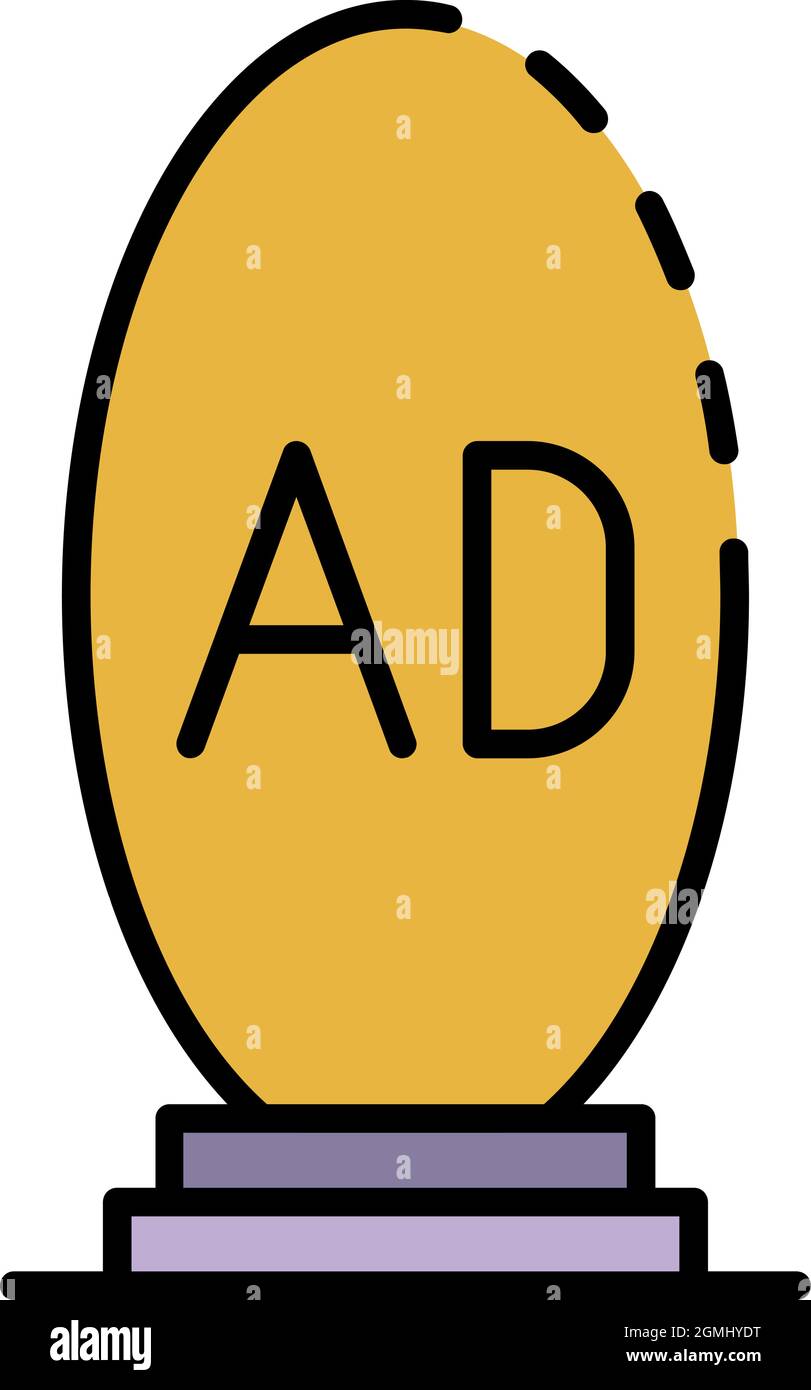 Oval ad lightbox icon. Outline oval ad lightbox vector icon color flat isolated Stock Vector