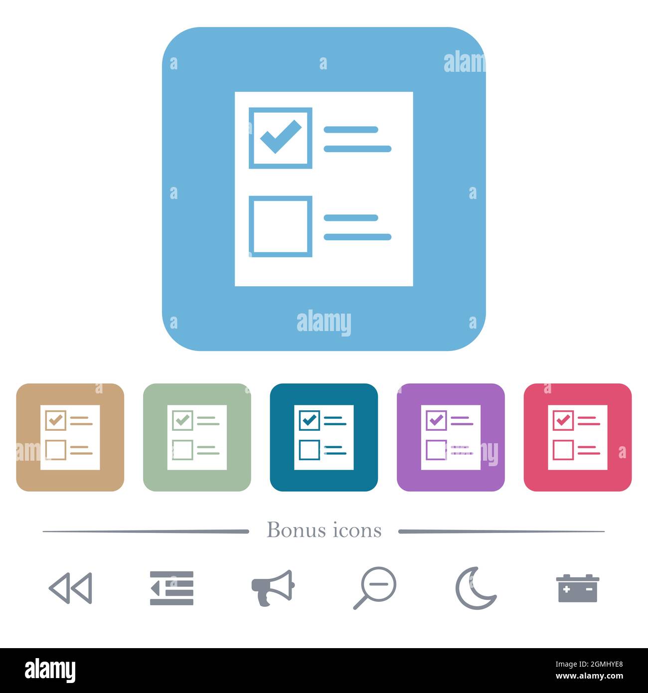 Ballot paper solid white flat icons on color rounded square backgrounds ...