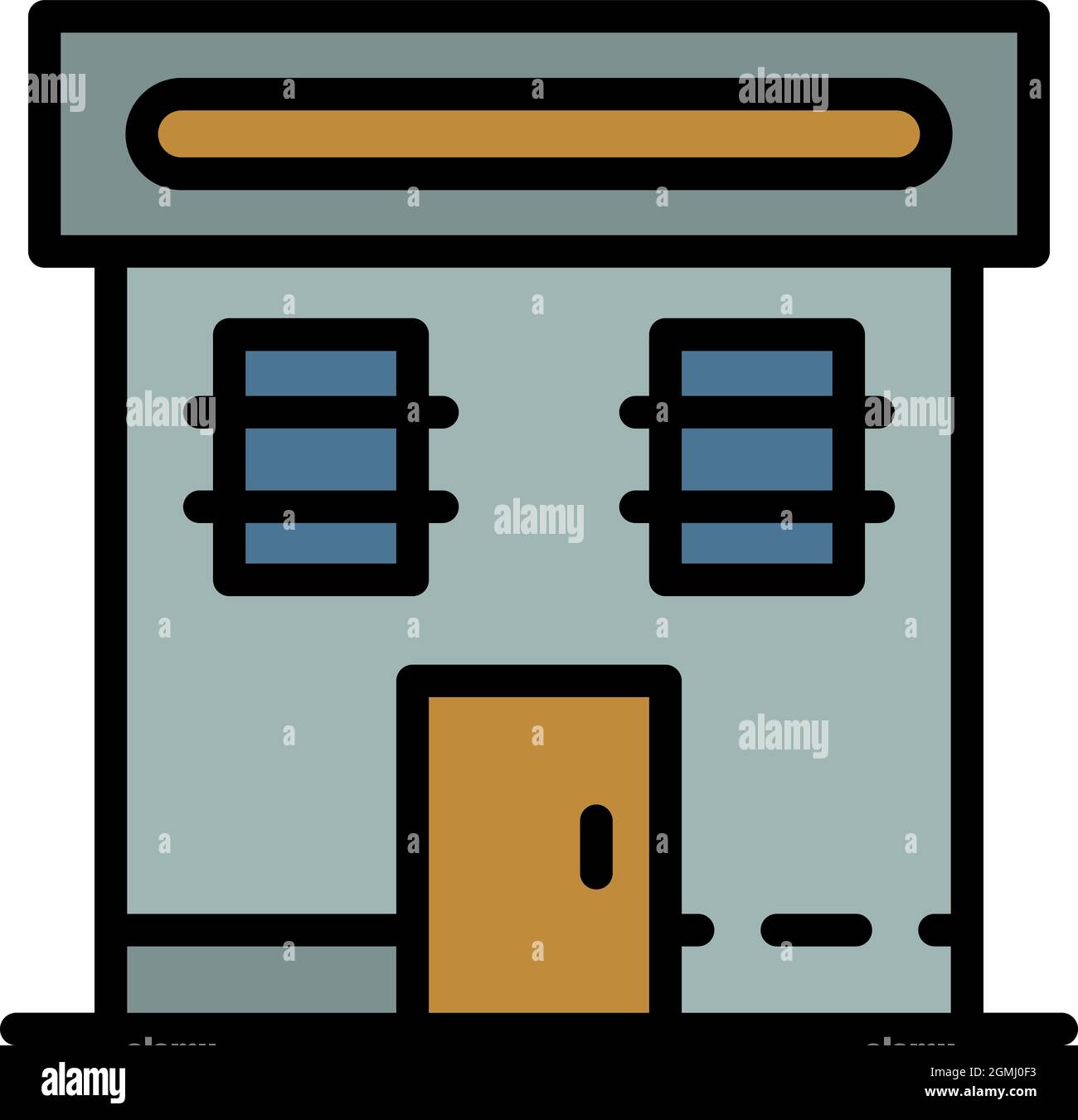 Police building icon. Outline police building vector icon color flat ...