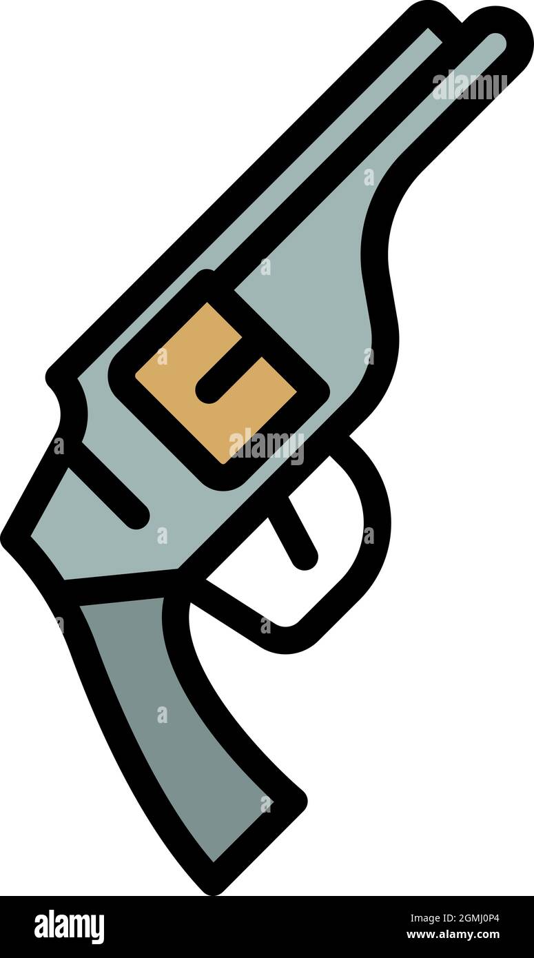 Revolver icon. Outline revolver vector icon color flat isolated Stock ...