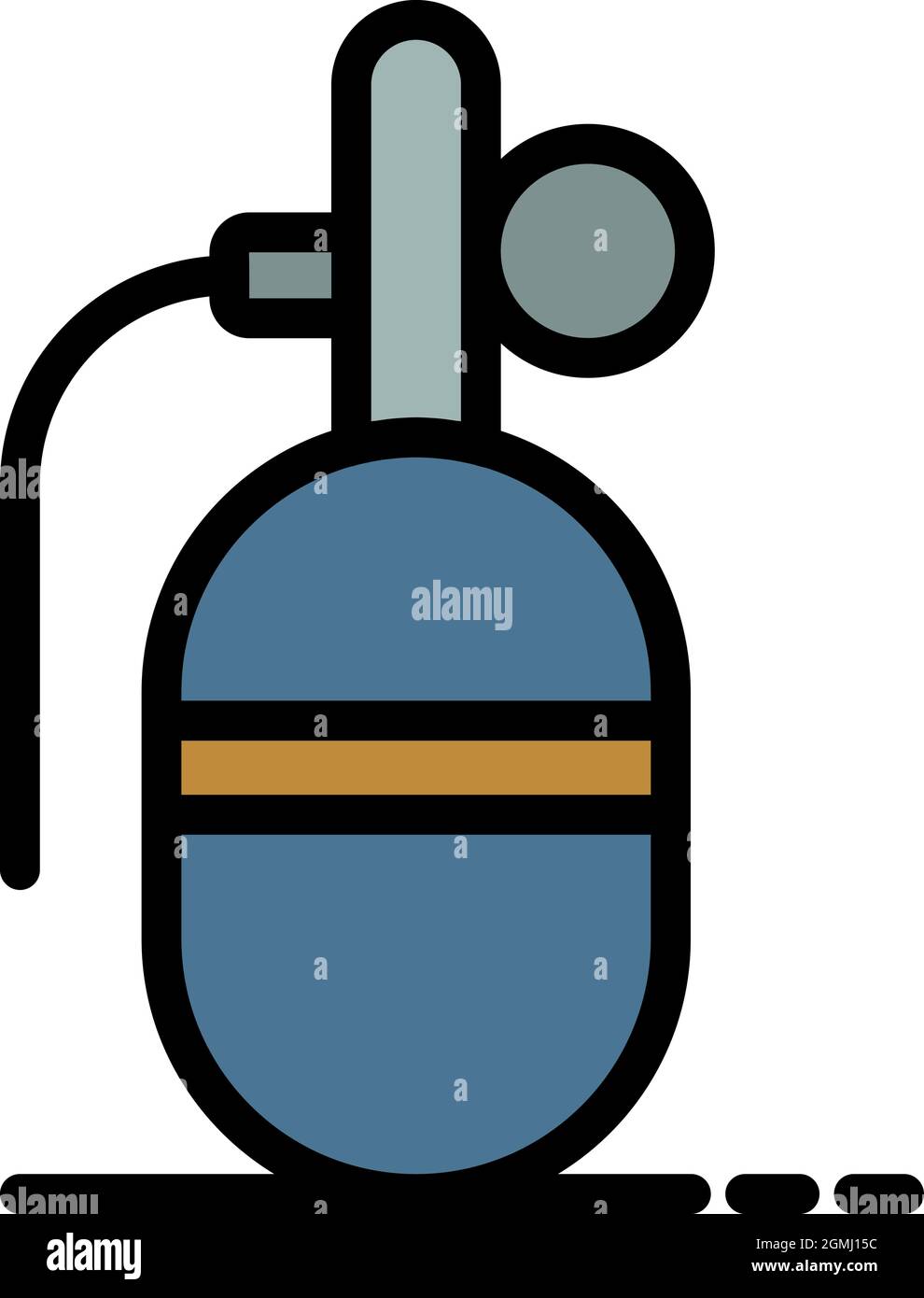 Grenade icon. Outline grenade vector icon color flat isolated Stock Vector