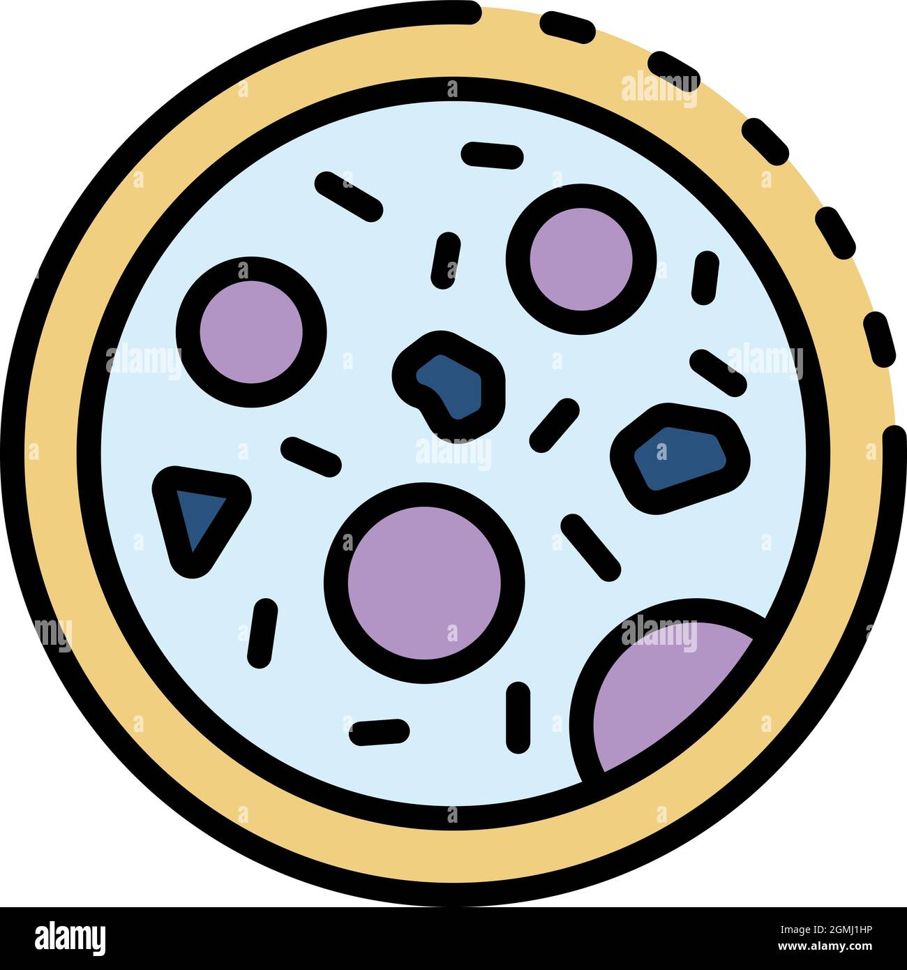 Microbe under microscope icon. Outline microbe under microscope vector icon color flat isolated Stock Vector