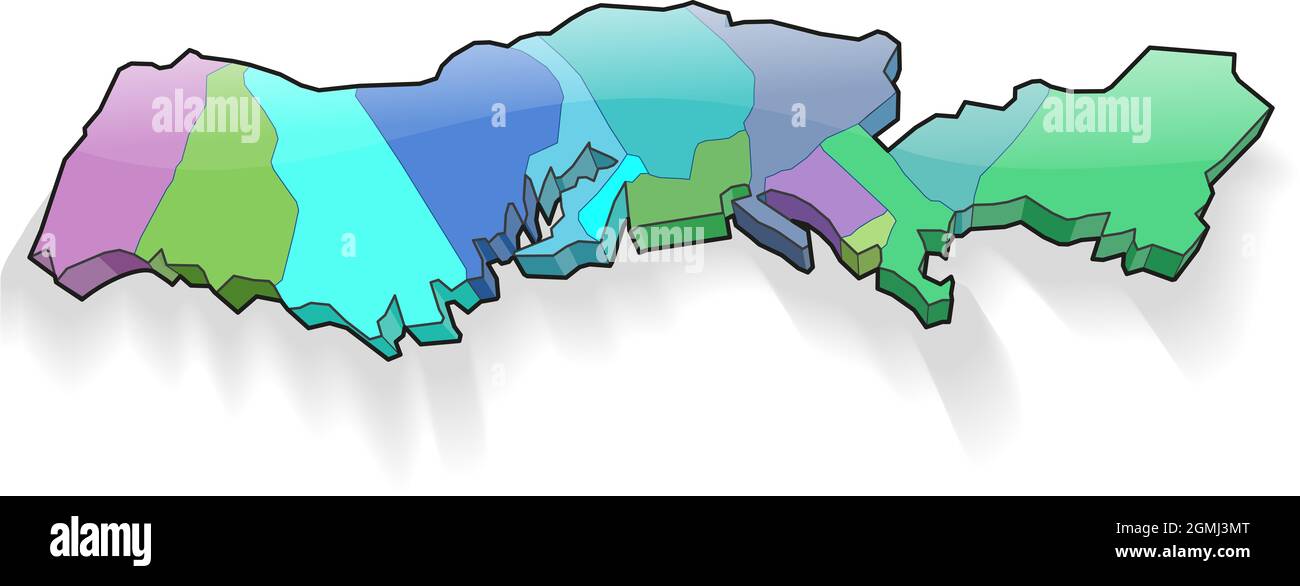 The 13 thirteen colonies of the usa 3d map Stock Photo