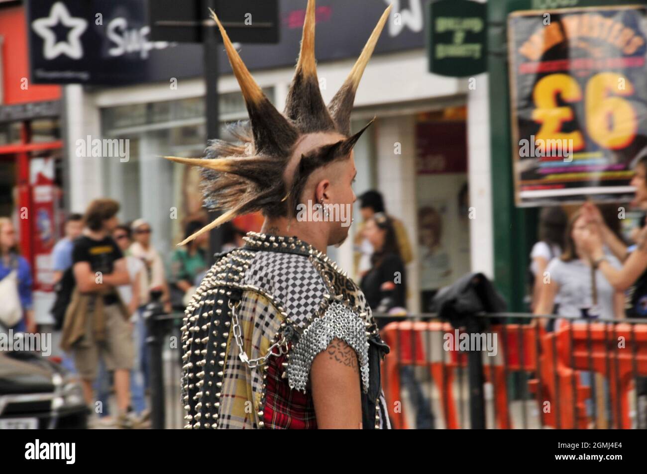 Young male with punk hair style in Camden Town, London, UK. Stock Photo